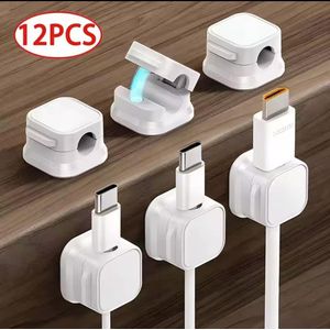 12PCS Upgraded Magnetic Cable Organizer Clips – Self-Adhesive Desktop Cord Management System – Wall Mounted Magnetic Wire Holder & Charging Cable Winder – Universal Cable Clips for Car, Home & Office