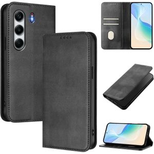 Tecno Camon 40 Phone Case, Wallet-Style Black Retro Leather Flip Cover with All-Round Protection