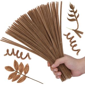 100PCS Pipe Cleaners Craft Supplies, Light Brown Pipe Cleaners Bulk Fuzzy Sticks for DIY Art and Craft Projects Home Mother's Day Decoration