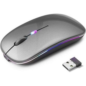 Wireless Bluetooth 5.0 + 2.4G Dual-mode Rechargeable LED Optical Mouse - Gray