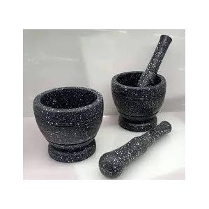 Durable Manual Spice Grinder Mortar And Pestle Set, Granite-Style Herb Crusher & Garlic Press For Kitchen Seasoning
