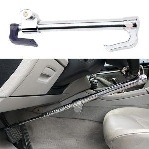 Best Performance vehicle anti theft steering and pedal lock Heavy Duty Universal Anti-Theft Security Car Steering Wheel Lock Brake Clutch Lock Retractable Locking Hook Device with 3 Keys