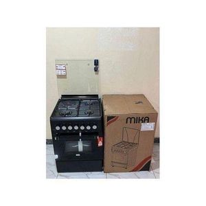 Mika 58cm by 58cm Standing Cooker – 3 Gas + Electric Hot Plate With Oven (Matt Black)