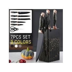 Premium 7-Piece Non-Stick Kitchen Knife Set With Block – Durable Stainless Steel Blades & Ergonomic Handles