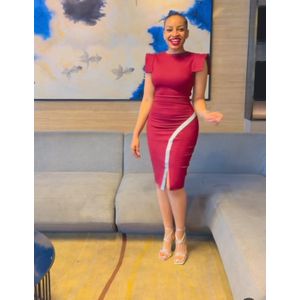 Elegant Women's Bodycon Dress – Slim Fit, Stretchy & Stylish-  Maroon