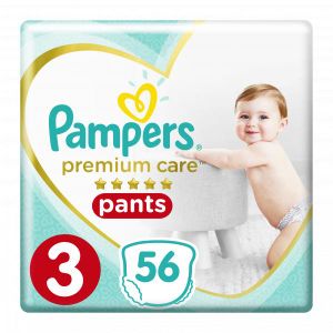 Pampers Premium Care Pants Size 3 (6-11kg)  56 Pieces  Unisex Baby Diaper Pants  Up to 12H Protection