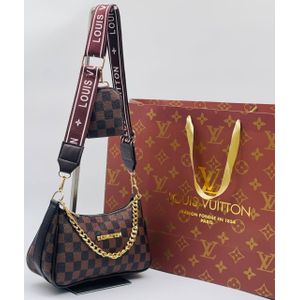 3-in-1 Damier Ebene Style Multi-Pochette Crossbody Set