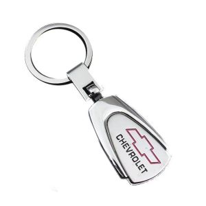 Stainless Steel Teardrop Key Ring Durable Metal Key Holder with Iconic Chevrolet Logo.