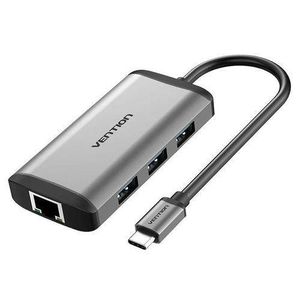Vention Type-C 6-in-1 Docking Station Adapter - 4K HDMI, 3 USB 3.0, 87W PD, Grey