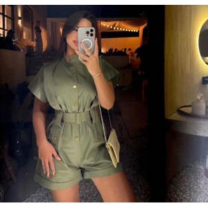 Jungle green short romper