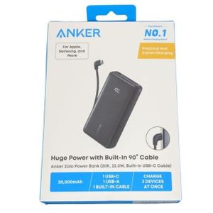 Anker Zolo power Bank 20000mAh built-in USB-C cable.