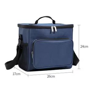 Large Insulated Thermal Lunch Bag - Leakproof Reusable Tote with Adjustable Shoulder Strap - Portable Multi-Compartment Food Carrier for Office, School & Outdoor Use - Available in Navy Blue, Grey, Green & Red