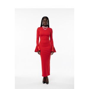 Ladies Fancy Red Cute Long Bodycon Dress 