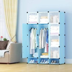 Portable Plastic Wardrobe Closet – Durable Multi-Layer Storage Cabinet with Dustproof Cover & Metal Frame