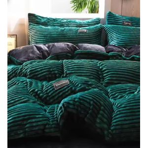 Jibao Premium Velvet Corduroy Duvet Set – 6×6 King Size, Includes 1 Velvet Duvet, 1 Bedsheet & 2 Pillowcases, Emerald Green