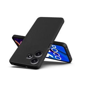 Soft Flexible Silicone Case for Poco M6, Shockproof Anti-Scratch Slim TPU Protective Back Cover (Black)