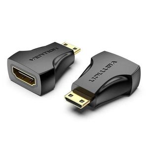 Vention Mini HDMI Male to HDMI Female Adapter, Black – Mini HDMI to HDMI Converter Adapter for Camera, Camcorder, Monitor, TV & Display Connectivity