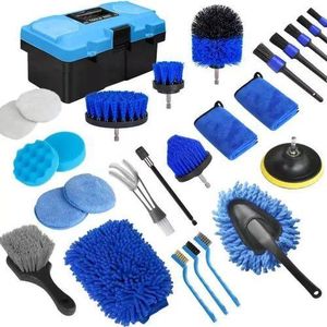 27 piece set of car interior cleaning brush set, with polishing wax wheels and power tools