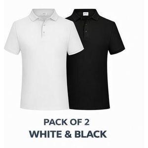 2PC Classic White and Black Polo Shirts For Men