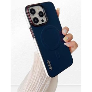 Apple iPhone 13 Pro Luxury Matte Leather Magnetic Aircase – MagSafe Wireless Charging Compatible Shockproof Bumper Cover, Soft Leather Anti-Scratch Protective Phone Case (Blueish)