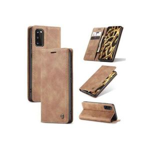 Caseme Brown Soft Leather Wallet Flip Cover Case for Samsung Galaxy S20 FE