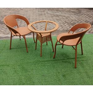 Patio Chair Sets Garden Wicker Furniture Set for Outdoor Patio and Balcony UV Protected Wicker 2 Chair, 1 Table Balcony set