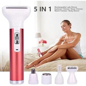 5 in 1 Hair Removal Portable Shaver For Smooth Skin Tool Epilator Removal Tool For Hair Shaving Replacement Hair Removal Hair, Rose Red