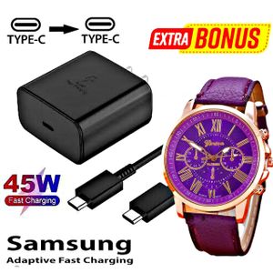 Samsung Smartphone 45W FAST CHARGER With Type C Cable // Adjustable Ring Light // Geneva Purple Ladies Watch 