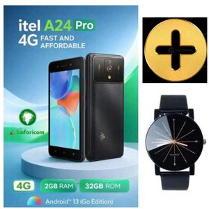 Itel  A24 Pro - 4G/LTE Network, 32GB ROM + Up to 4GB RAM (2+2) 5MP (Dual Sim)  + Free LED Watch