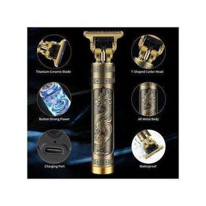  Proffesional heavy duty hair clipper usb rechargeable Time Professional VintageT9 Golden Dragon Metal Rechargeable Electric Hair Clipper Trimmer Machine