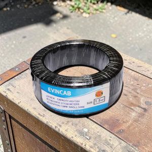 Evin  1.5mm Black Single Core Solid Moisture Resistant PVC Insulated Electrical Wiring Cable 