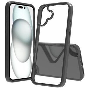 Hybrid Crystal Clear Acrylic Back TPU Sides with Tactile Buttons Back Cover Case for iPhone 16 Plus