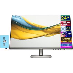 HP   Series 5 Pro 524da 23.8” Full HD IPS Monitor (B11W5AS) – Height & Tilt Adjustable Stand – Built-in Speakers – 1920×1080 Display – HDMI 1.4 + VGA – Audio In/Out Ports – Ergonomic Professional Office Monitor – Black