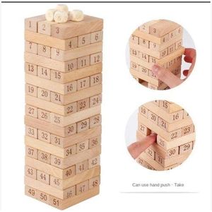 54pcs Wooden Jenga Tower Game Blocks – Family Stacking & Balancing Game