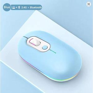 Wireless  Bluetooth 24G Dual-Mode Optical Mouse - Blue, Rechargeable, 1600 DPI