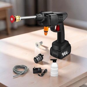 Reliable Quality Portable 96V 12000Mah 2 Rechargeable Lithium Ion Batteries Cordless Car Washer Car Washing High Pressure Washer Gun Machine
