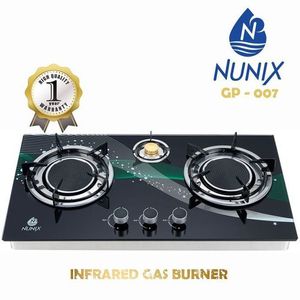 Nunix 3 Burner Low Gas Consumption Glass Top Table Infrared Cooker