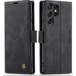 Caseme Samsung Galaxy S23 Ultra Leather Case, Vintage Wallet Case Book Folding Flip Case with Kickstand Card Holders Slots Protective Cover