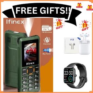 Ifinex t400 TRIPLE SIM CARD FEATURE PHONE WITH Bluetooth /Wireless FM/SD Slot kabambe/katululu/mulika mwizi/button feature phone +FREE GIFTS(EARPODS +SMARTWATCH)