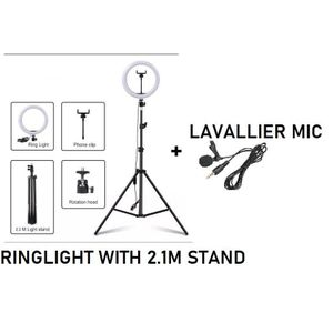 14INCH Selfie LED Ring Light With 2.1M Tripod Stand And Cell Phone Holder For Live Stream/Makeup 14" RINGLIGHT WITH LAVALLIER MIC