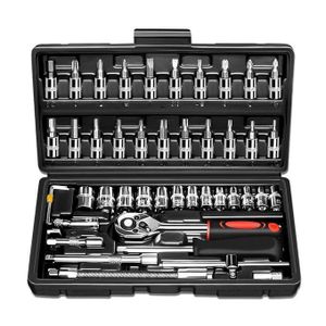 46 pieces of 1/4-Inch Socket ratchet Wrench Set - Auto Car Repair Tool Kit Black Ratchet screwdriver Hand Tools Spanner