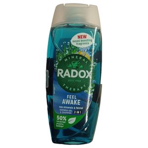 Radox FEEL AWAKE SHOWER GEL & SHAMPOO 2 In 1 Sea Minerals & Fennel MOOD BOOSTING FRAGRANCE jm