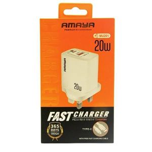 Amaya ACW-MU201 UK A+C 20W charger with Type-C cable