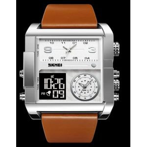 2026 New Men's Square Dial Luminous Digital Watch BROWN SILVER