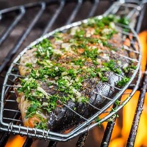 Fish Grill Basket, Rack Top Grade BBQ, Barbecue Grilling ,Camping Fish Food Holder, Fish choma grill, Fish choma
