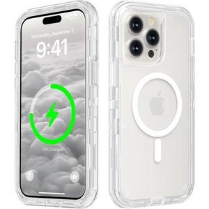 A clear, shockproof, yellow-resistant, slim-fitting case with Magsafe for the iPhone 14 ProMax
