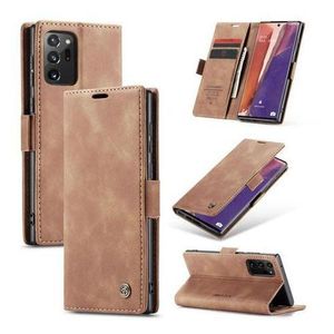 Caseme Brown Soft Leather Wallet Flip Cover Case for Samsung Galaxy Note 20 Ultra