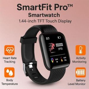 SmartFit™ Black Fitness Smartwatch - Heart Rate, Sleep, Steps, Calls, Social Alerts - Sports Watches for Men / Women