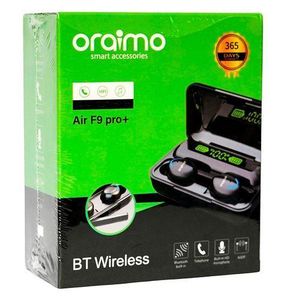 Oraimo Air F9 Pro+ Waterproof In-Ear Wireless Earbuds, Bluetooth Earphones with LED Digital Display for iPhone IOS Android Windows Black