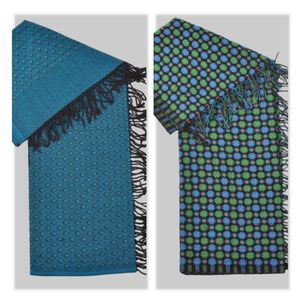 Butterfly Multicoloured Pair of Shawls - 2 pcs  - with green and blue colors
